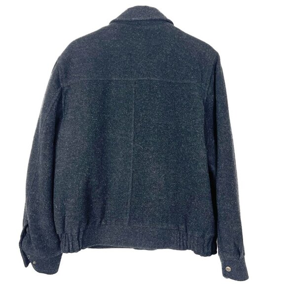 Columbia Wool Blend Classic Bomber Jacket. Quilted Lining. Charcoal Grey. Size M - Picture 14 of 15